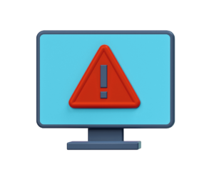 Security alert on a computer monitor